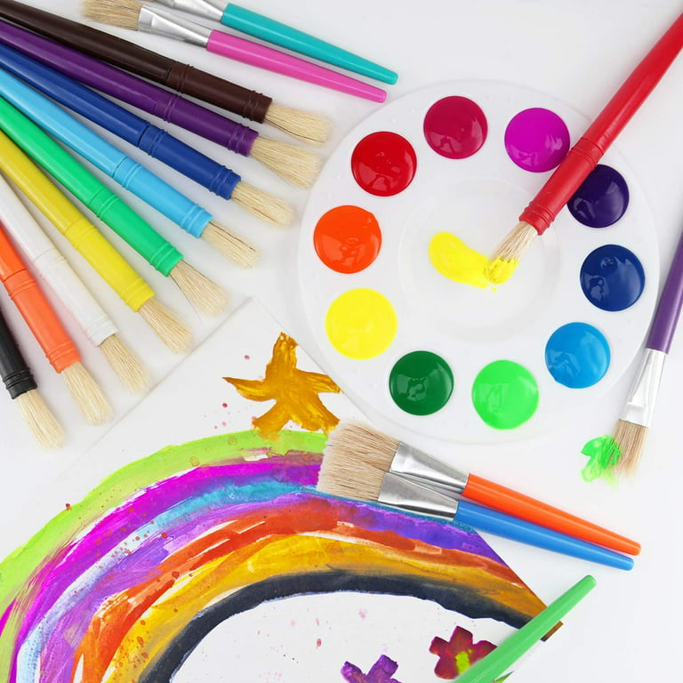 Kids Paint Brushes, Hogs Hair Brushes, Childrens Paint Brushes Set, Round  Hog Bristle Paint Brushes, Children's Paintbrushes, Kids Painting Tools,  Col