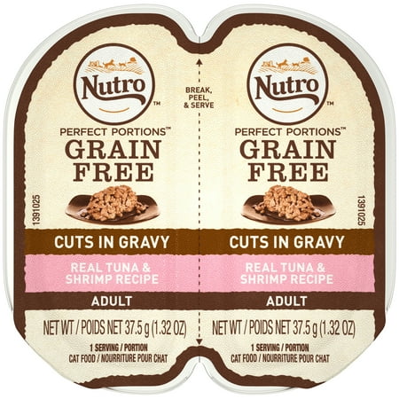 Nutro Perfect Portions Grain Free Real Tuna & Shrimp Recipe Cuts In Gravy Adult Wet Cat Food, (24) 2.64 Ounce Twin-Pack Trays