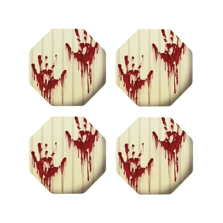 

Tideii Bloody Hand1 for Leather Coasters 4 Pieces Anti-fouling and Anti-scalding Decorative Coasters Suitable for Restaurants Kitchens Coffee Shops-Octagon