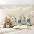 thumbnail image 3 of Watercolor Flowers Strawberry Pillow Covers 2 Pack Yellow Blue Floral Plant Pillowcase Waterproof Outdoor Throw Pillow Cover for Patio Garden Square Cushion 24”x24”, 3 of 9