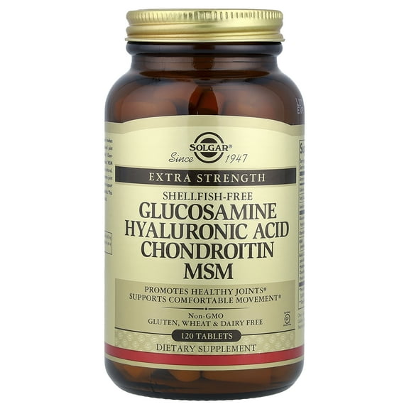 Solgar glucosamine hyaluronic acid chondroitin msm shellfish free 120 tablets