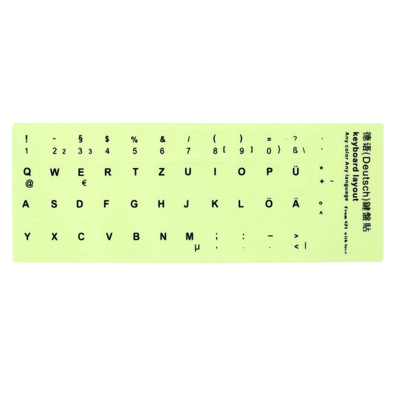 Uxcell German Keyboard Stickers Glow in the Dark Luminous Keyboard Replacement Cover, Black Lettering