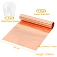 thumbnail image 2 of Uxcell Copper Sheet Roll, 99.9% Pure Copper Strip with White Cotton Gloves, Copper Flashing Metal Foil Plate for Crafting, Electricity, DIY Project 1000 x 200 x 0.03 mm 1, 2 of 6