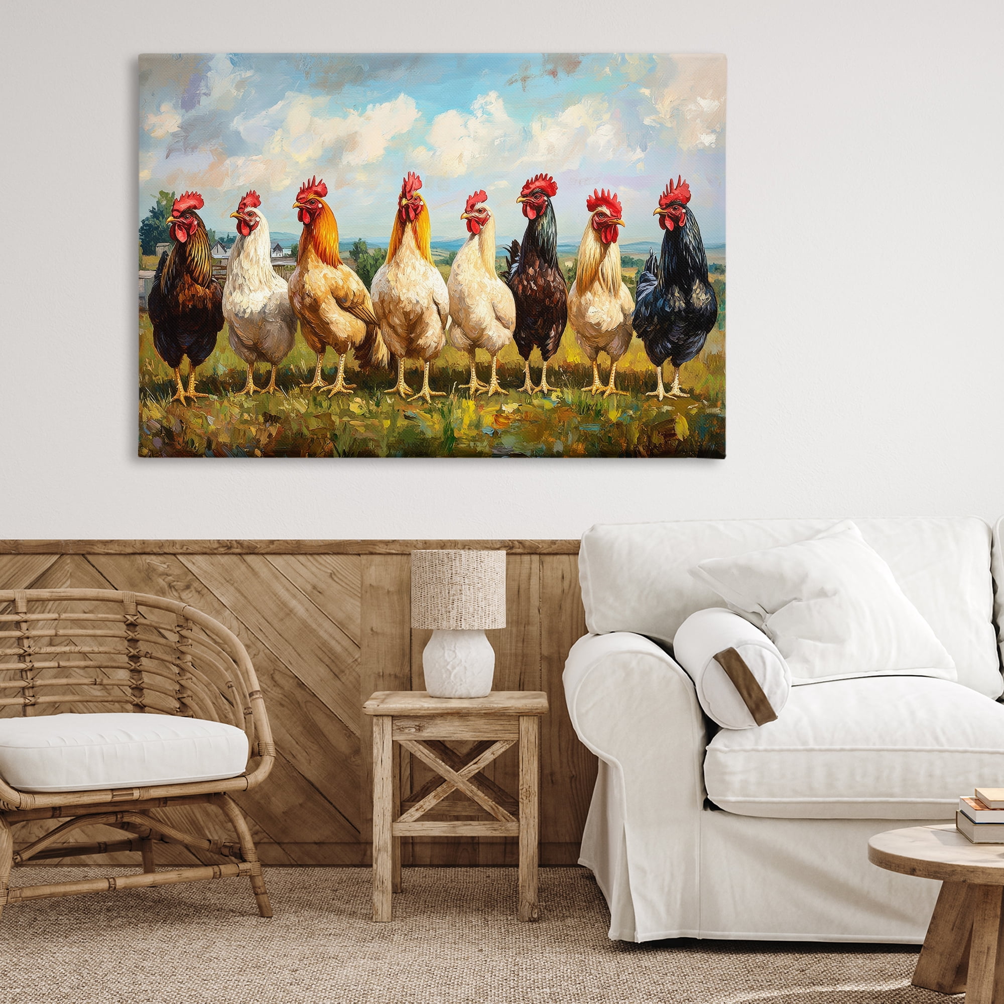 Stupell Industries Chicken Brood on Horizon Canvas Wall Art, design by Petal Prints Design