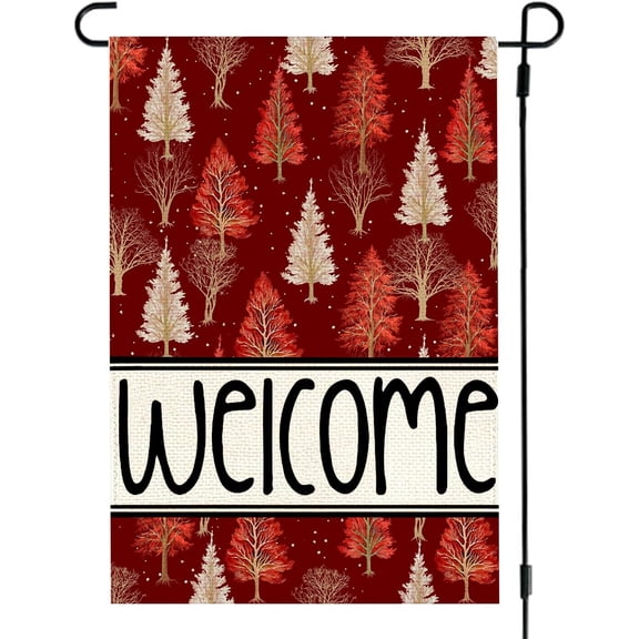 12x18 Inch Christmas Tree Garden Flag Double Sided Welcome Winter Xmas Outdoor Yard Decor