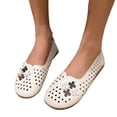 thumbnail image 3 of NOKIO Comfortable Women'S Flats Women'S Versatile Leisure Footwear Ladies Summer Flowers Solid Colour Shallow Mouth Hollow Breathable Flat Bottom Comfortable Large Size Single Shoes Casual Shoes, 3 of 8