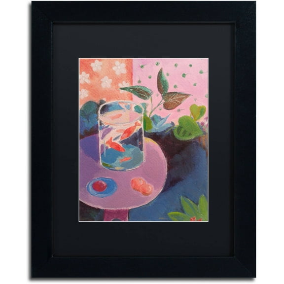 Trademark Fine Art "Goldfish" Canvas Art by Sheila Golden Black Matte, Black Frame