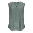 thumbnail image 4 of Tank Top for Women Loose Fit Sleeveless V Neck Camisole Tops Dressy Casual Eyelet Summer Flowy Cami Shirts Blouse Army Green M, 4 of 5
