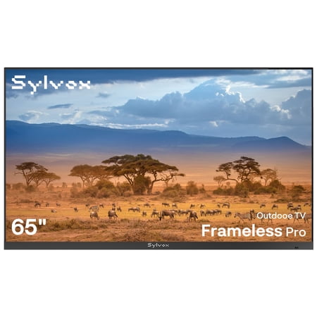 Sylvox Smart Outdoor TVs 65  4K Full Sun Television 2000 Nits IP56 Waterproof Google TV Ultra-Narrow Bezel Framless Pro