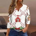 thumbnail image 2 of Fashion Fall Saving LiMoi Women's Festive V Neck Tees with Christmas Design Three Quarter Sleeve Top for Holiday Gatherings Tshirts My Items, 2 of 5