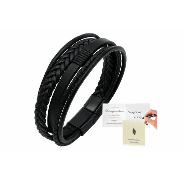 Pulsera Piel Hombre,brazalete Hombre,regalo Para Hombre Xtellar negro
