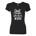 thumbnail image 2 of Wild Bobby Just A Girl Who Loves Jesus Inspirational/Christian Women Slim Fit Junior Tee, Black, Small, 2 of 5