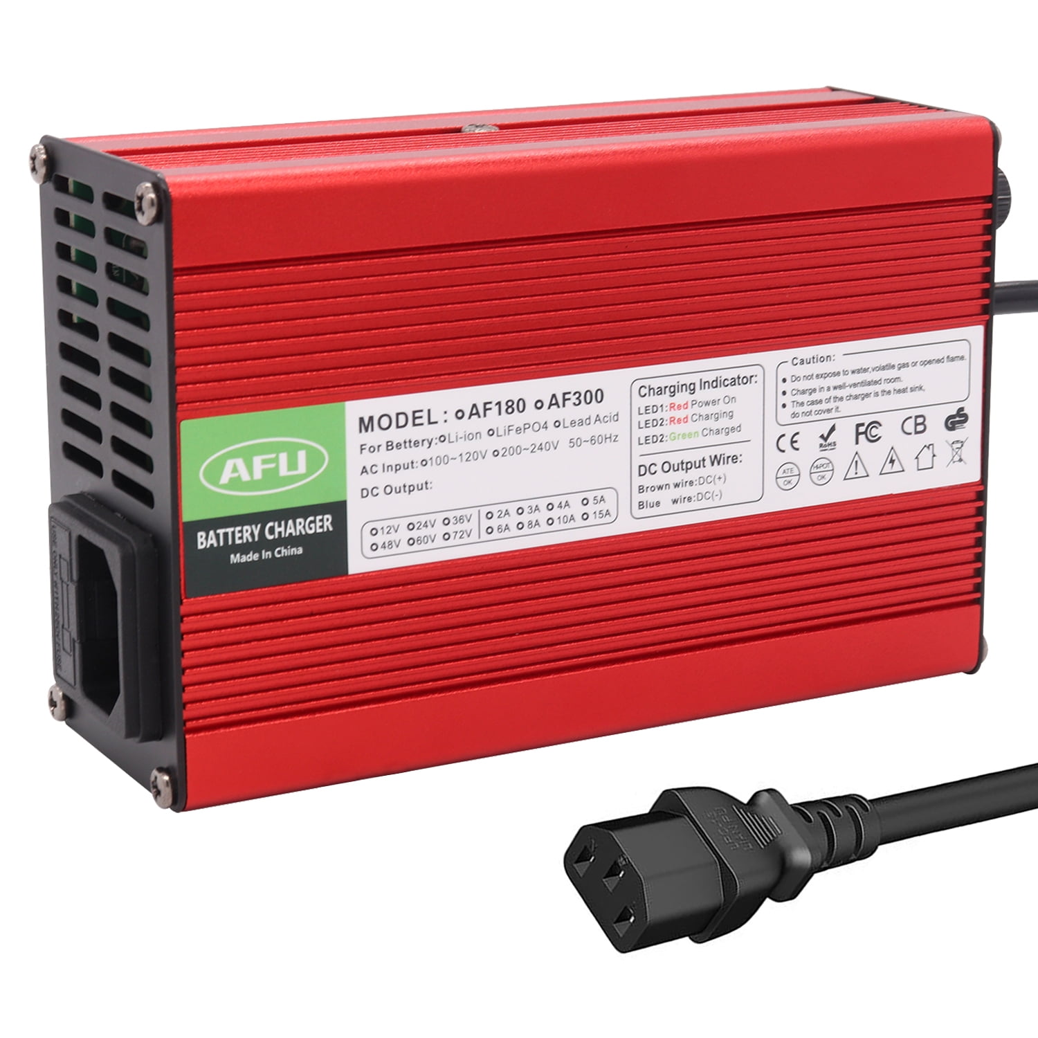 60V 3A Lead Acid Charger Aluminum Case AutoStop With Cooling Fan Usd