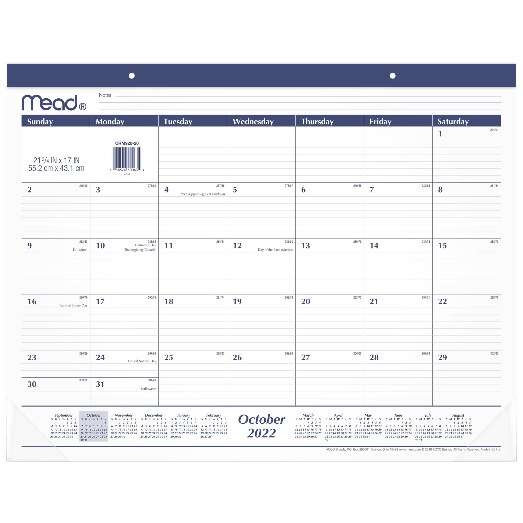 Desk-Calendar-2020-17x12-Desk Pad-Desktop-Academic Calendars 12 Month 