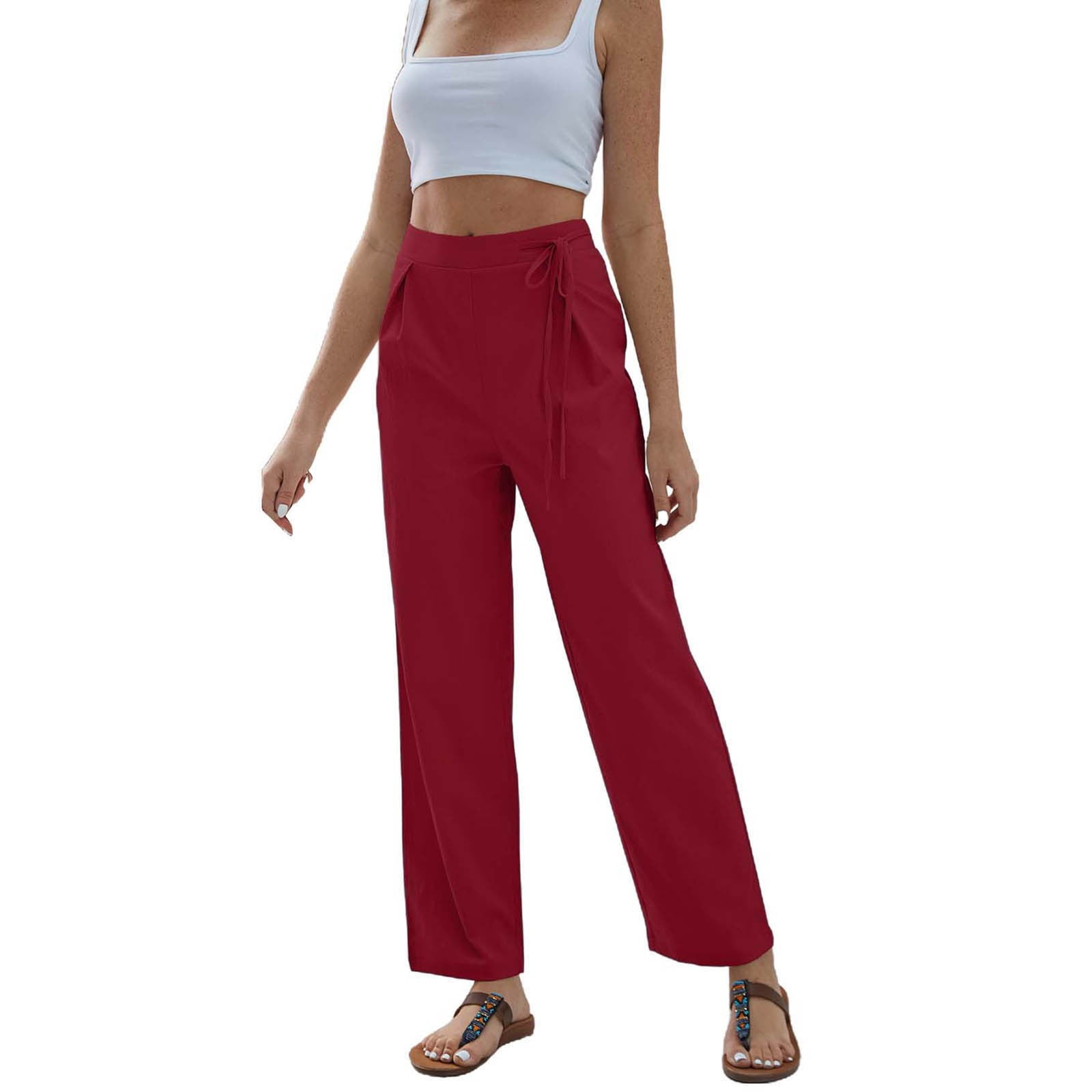 nsendm Womens Business Casual Pants,Women's Cotton Pullon Pant with