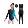 thumbnail image 3 of Haitryli Kids Girls Gymnastics Ballet Dance Leotards 4-piece Shiny Rhinestones Figure Ice Skating Unitards Jumpsuit Outfits Lake Blue 8, 3 of 5