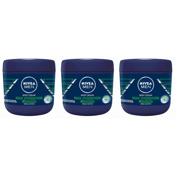 Nivea Men Max Hydration Body Cream for Normal to Dry Skin- 13.5 Oz-3 Pack