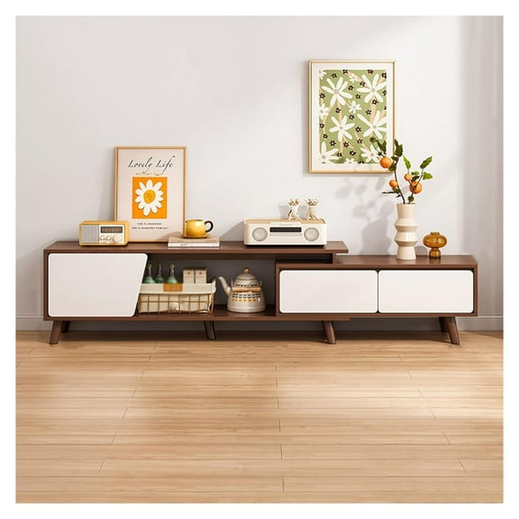 Length Adjustable Modern TV Stand,Entertainment Center with Storage,TV Console Table,Media Cabinet for Living Room Bedroom,Walnut