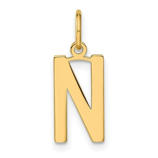 Diamond2Deal 14K Pendentif Initiale Lettre N Jaune Or pour Femmes