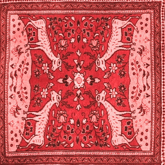 Ahgly Company Indoor Square Animal Red Traditional Area Rugs, 3' Square