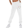 thumbnail image 2 of Women's Printed Jogger Pants, Loose Casual Sports Trousers with Pockets, Party & Travel Wear | VerBelle,White XL, 2 of 4