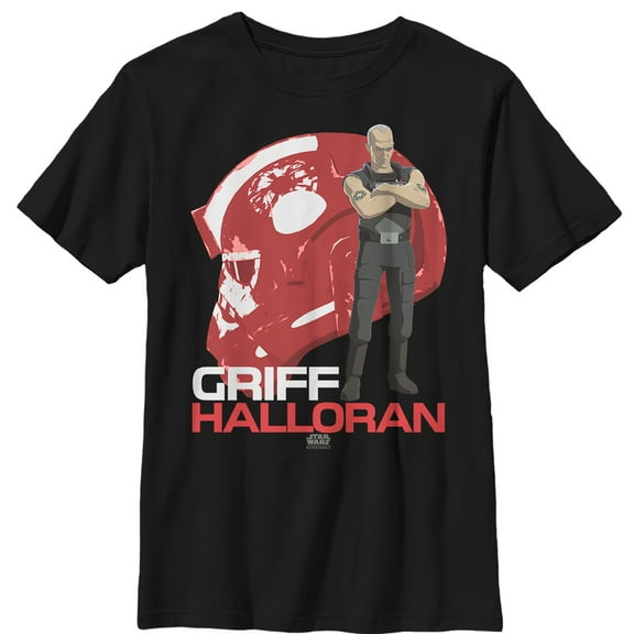 Boy's Star Wars Resistance Griff Halloran Helmet  Graphic Tee Black X Large