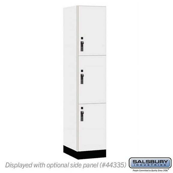 Salsbury Industries 15-43161AW 15 in. Wide Premier Wood Locker - Triple Tier - 1 Wide - 6 ft. High - 21 in. Deep - Arctic White - Hasp