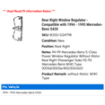 thumbnail image 2 of Rear Right Window Regulator - Compatible with 1994 - 1995 Mercedes-Benz S420, 2 of 2