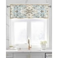 thumbnail image 2 of Bohemia Flowers Kitchen Valances for Windows Farmhouse Linen Window Valance Curtain for Living Room Window Treatment Boho Ethnic Rustic Abstract Pattern Valance Rod Pocket Topper Drape, 54 x 18 Inch, 2 of 6