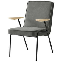 Side Dining Chair Armchair, Grey Gray, Fabric, French Kitchen Cafe Bistro Hospitality Restaurant, Modern Contemporary HB36877