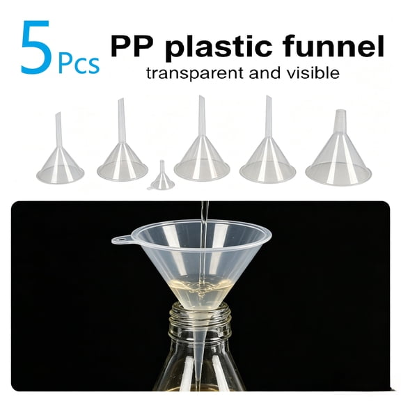 Mifelio 5Pcs Mini Funnel, Small Plastic Funnel, Filling Funnel for Bottle Transfer, Liquid Transfer Funnel for Perfume, Essential Oil, Cosmetics, Skincare, Travel Bottles and DIY Liquid Filling