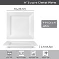 thumbnail image 2 of XINLTC 8-Inch Square Ceramic Dinner Plates, Set of 4, Porcelain Salad Plates for Kitchen, Microwave and Dishwasher Safe, 2 of 9