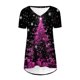 thumbnail image 4 of Fiudx Ofertas Del Día Top de Manga Corta con Cuello En V Raglán con Parte Delantera Corta y Espalda Larga con Estampado Navideño Informal a La Moda para Mujer, 4 of 5