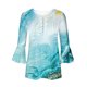 thumbnail image 4 of ICHUANYI Clearance Women‘s Summer Sexy Fold Printed Regular Women 3/4 Sleeves V Neck Button Tops Blouse(Light Blue, XL) ICHUANYI WER2023080706683, 4 of 5
