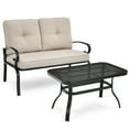 thumbnail image 1 of Patiojoy Ensemble de Conversation de Patio 2 Pcs Causeuse d'Extérieur avec Table à Café et Coussins Beiges, 1 of 6