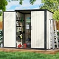 thumbnail image 7 of Sunmthink 5.0' X 3.1' Resin Outdoor Shed with Base Frame, Plastic Shed with Lockable Door, for Garden, Ptaio, Backyard, Beige, 7 of 7
