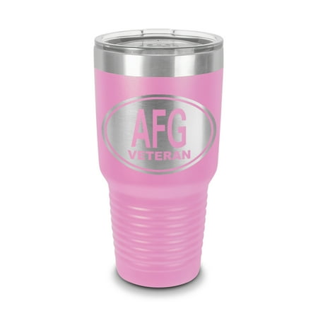 

Oval Afghanistan Veteran Tumbler 30 oz - Laser Engraved w/ Clear Lid - Stainless Steel - Vacuum Insulated - Double Walled - Travel Mug - afg operation enduring freedom - Light Purple