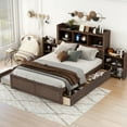 thumbnail image 4 of Full Size Storage Platform Bed With Pull Out Shelves, Twin Trundle, 2 Drawers & Charging Port, Framework, Drawers, Trundle Shelves, 4 of 7
