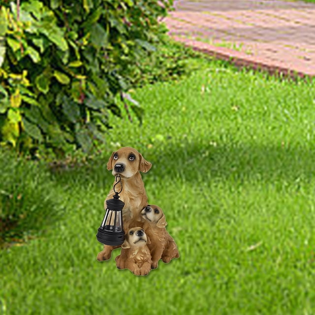 Estatua De Perro Artesanal Con Lámpara Solar Figura De Perro Para Decoración De Jardín Exterior