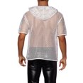 thumbnail image 3 of INSPIRE CHIC Sheer Mesh T-Shirts for Men's See Through Short Sleeves Club Tee Tops with Hood 2XL White, 3 of 4