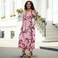 thumbnail image 3 of FKELYI Camo Pink Forest Print Fall Maxi Dress for Women Long Sleeve V Neck Wedding Guest Dresses Flowy A-Line Elegant Dress with Pockets, S, 3 of 6