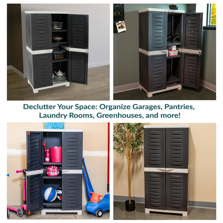Sunnydaze Heavy Duty Lockable Utility Plastic Cabinet, Outdoor