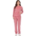 thumbnail image 4 of LELINTA Women's 2 Piece/ Set Solid Velvet Tracksuit Set Full Zip-up Hooded Sweatshirts & Pants Set, Pink/ Light Purple, S-2XL, 4 of 6