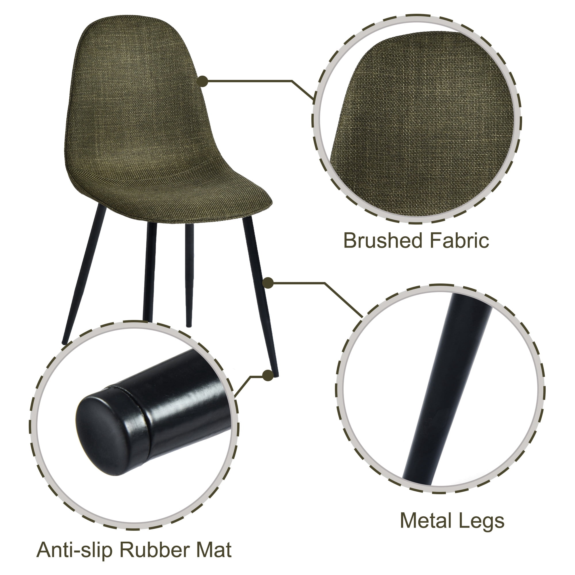 Ensemble de salle à manger Homy Casa style industriel moderne 5 pièces pour 4 personnes, table en faux bois imitation noyer avec bords naturels et 4 chaises sans accoudoirs