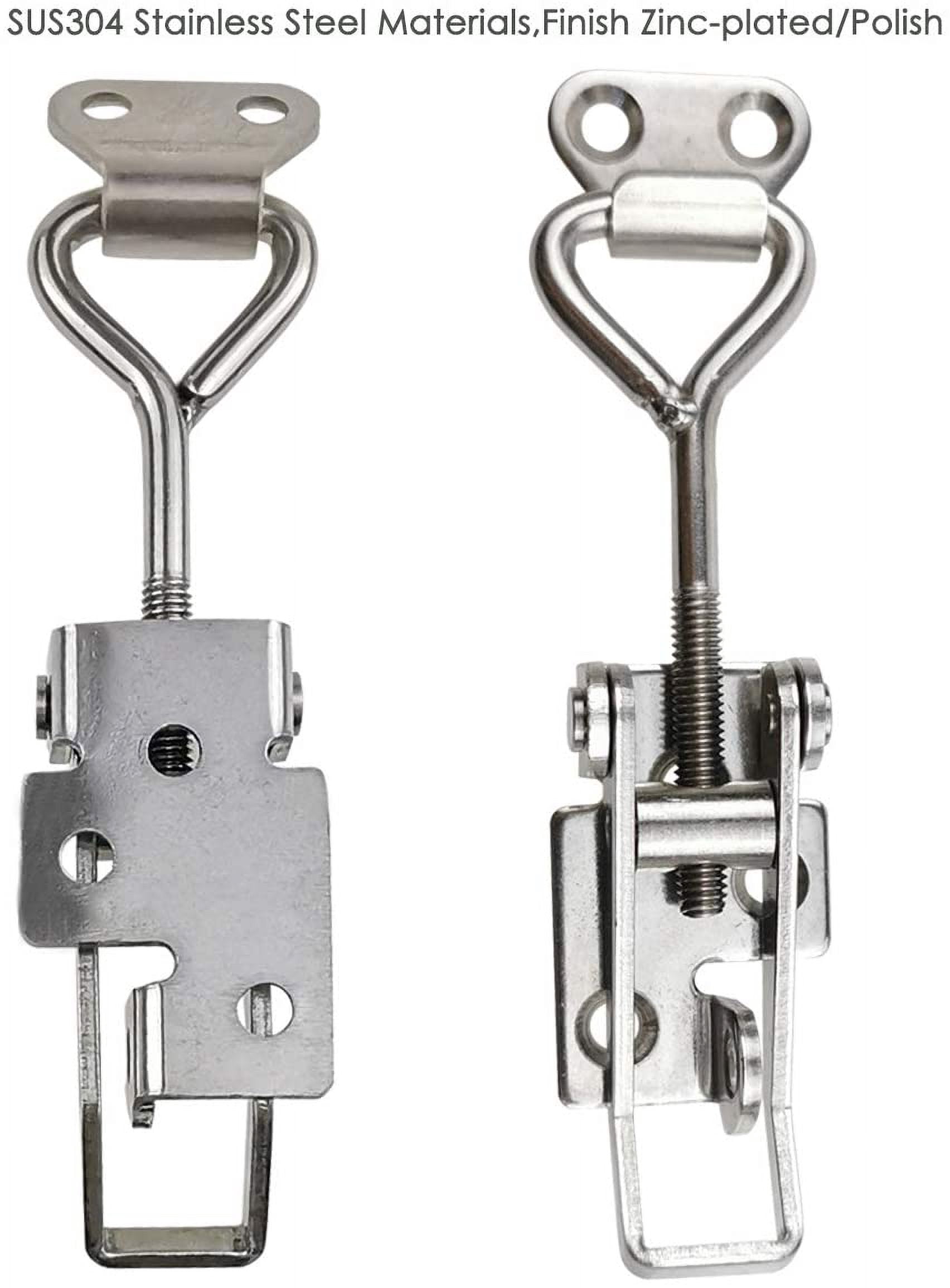 JJEAN-Adjustable Buckle Cabinet Boxes Lever Handle Toggle Catch Latch Lock with Screws,2 Pcs (SK-2S,Range:97-123mm)