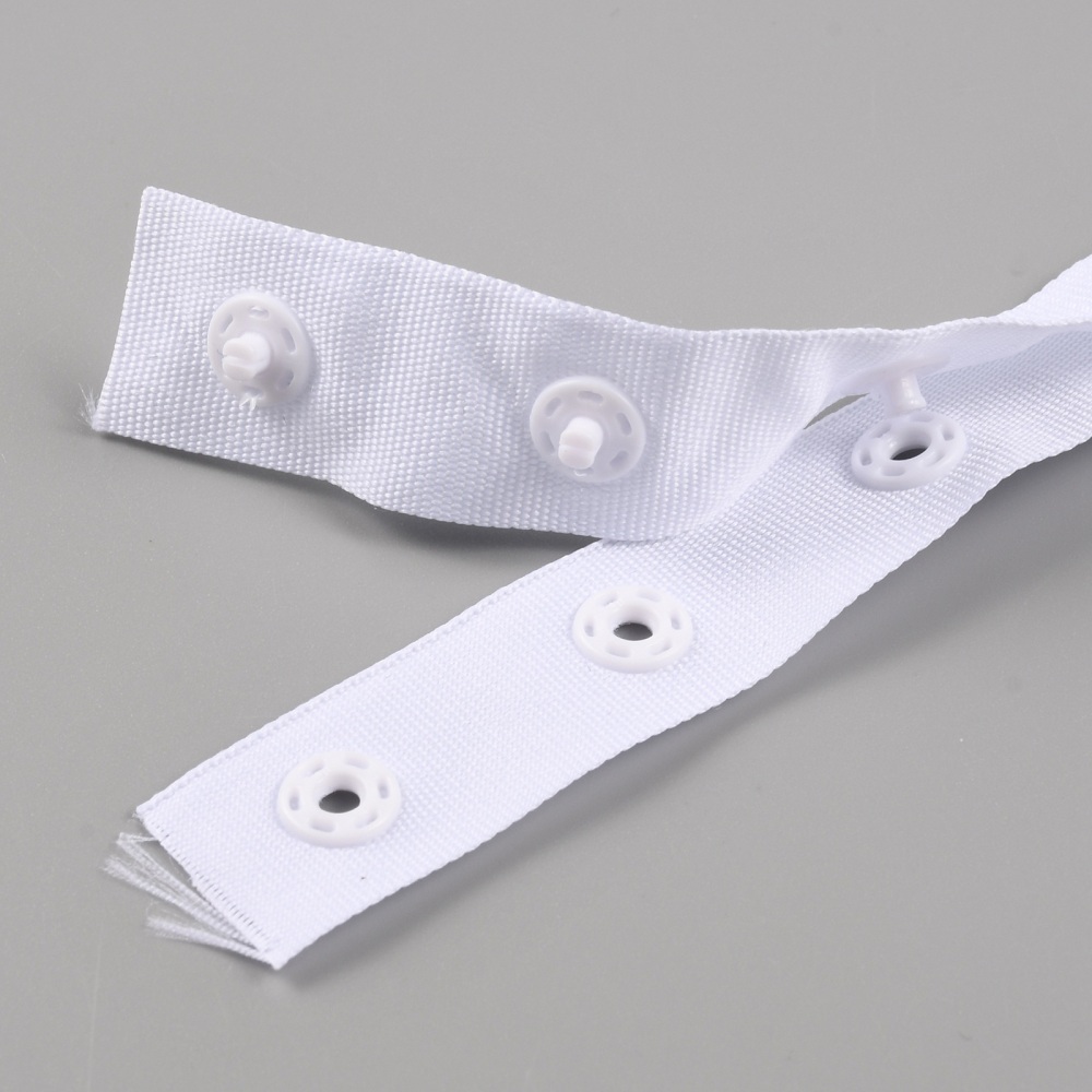50yards Polyester Sewing Snap Button Tape Plastic Buttons Fastener Replacement for Lingerie Crotch Sewing Dancing Dress White 18x4mm