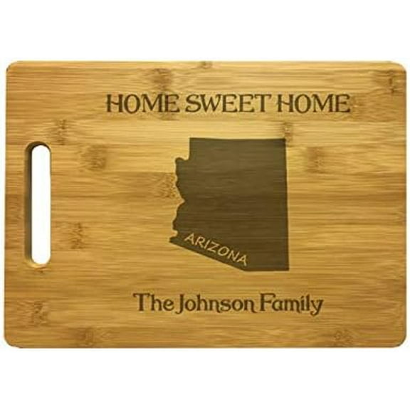Personalized Arizona Cutting Board Home Sweet Home Custom Text Engraved Bamboo Housewarming Gifts$$Home Decor, Kitchen, & Other