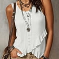 thumbnail image 5 of cocolona Womens Summer Tank Tops Crew Neck Sleeveless Ruffle Asymmetrical Hem Shirts Trendy Casual Solid Color Blouses, 5 of 6