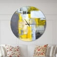 thumbnail image 3 of Designart Abstrait flou gris et jaune horloge murale, 3 of 4