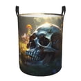 thumbnail image 6 of Lsque Flower Field Skull pattern Laundry Hamper Basket, Tall Woven Rope Hamper Basket for Clothes, Lightweight Storage Basket, Collapsible Waterproof-Medium, 6 of 8